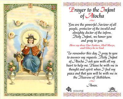 Holy Infant of Atocha Holy Cards Prayer to the Infant of Atocha