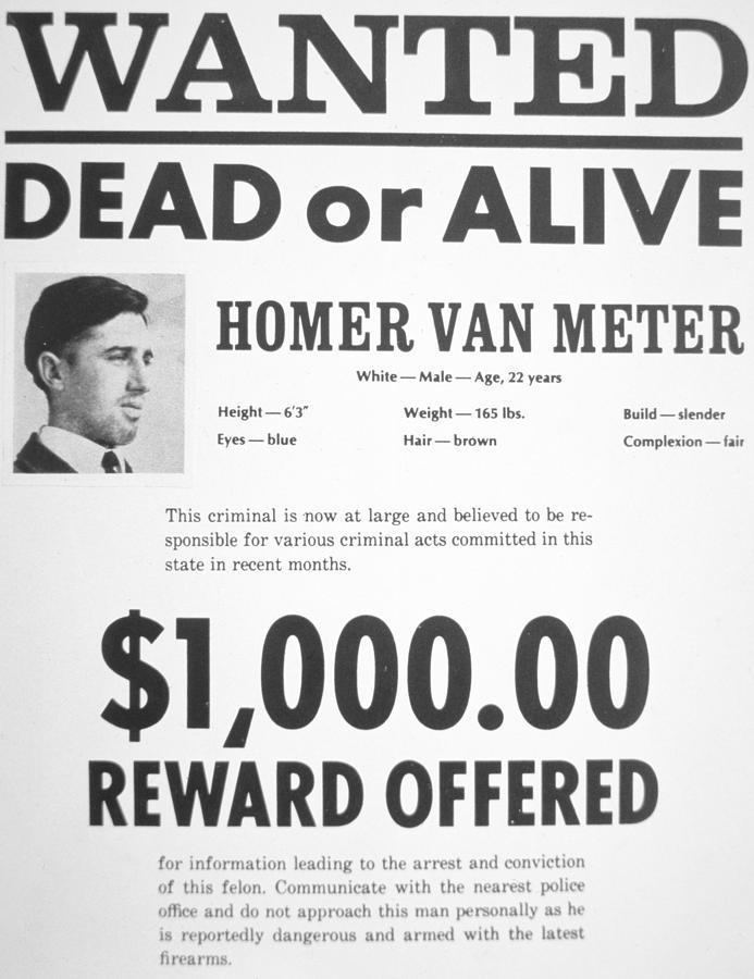 Homer Van Meter Wanted Poster For Homer Van Meter by American School