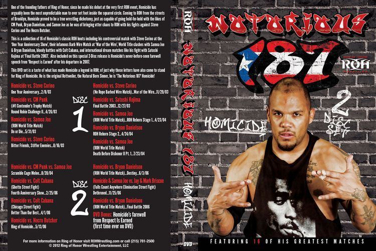 Homicide (wrestler) Homicide The Notorious 187 2 Disc Set ROH Wrestling