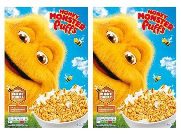 Honey Monster Puffs Sugar Puffs rebrand cuts sugar even from its name