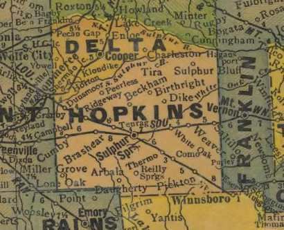 Hopkins County, Texas wwwtexasescapescomMapGLOHopkinsDeltaFranklinCo