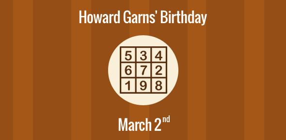 Howard Garns Birthday of Howard Garns Creator of the popular Sudoku puzzle