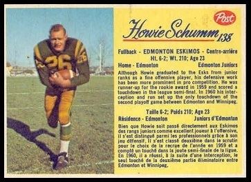 Howie Schumm Howie Schumm 1963 Post CFL 138 Vintage Football Card Gallery