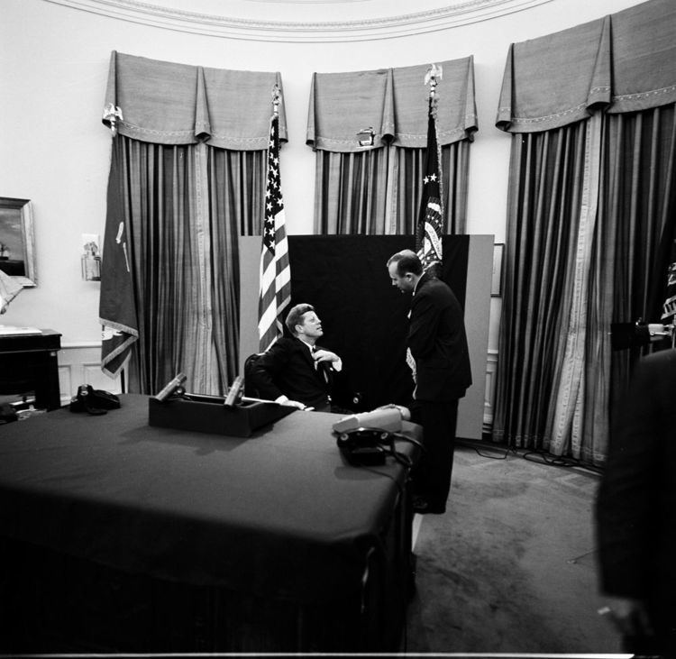 Hugh Sidey ST429963 President John F Kennedy Speaks with Journalist Hugh