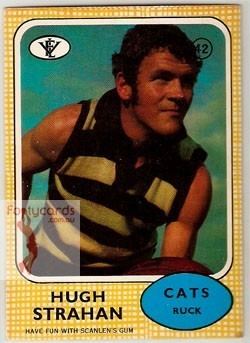 Hugh Strahan AFL Team Cards Geelong Cats 1972 VFL Scanlens 42 Hugh Strahan