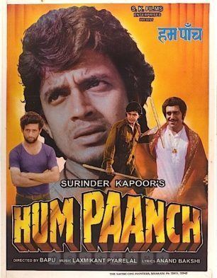 The movie poster of the 1980 film Hum Paanch