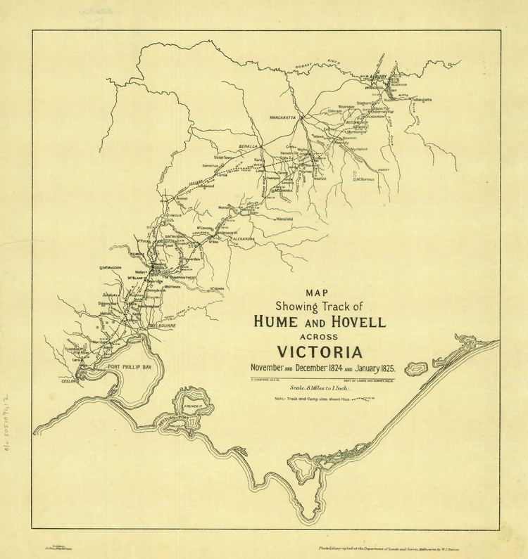Hume and Hovell expedition Map showing track of Hume and Hovell across Victoria Ergo
