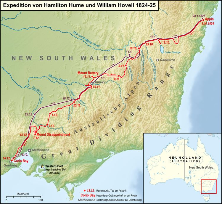 Hume and Hovell expedition FileKarte Expedition Hume und Hovell 1824png Wikimedia Commons
