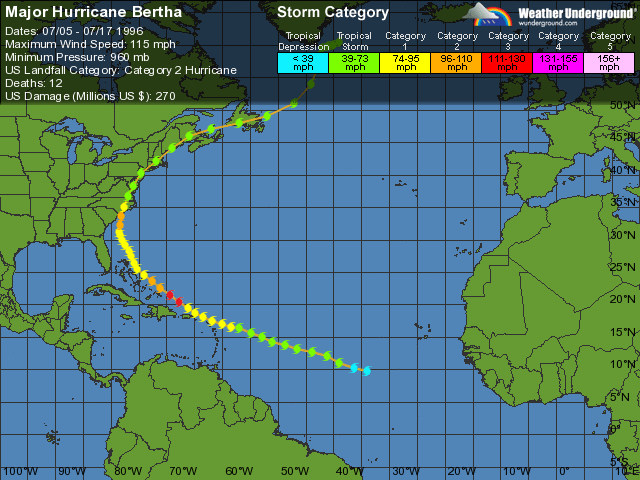Hurricane Bertha (1996) Major Hurricane Bertha Weather Underground