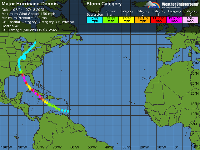 Hurricane Dennis Major Hurricane Dennis Weather Underground