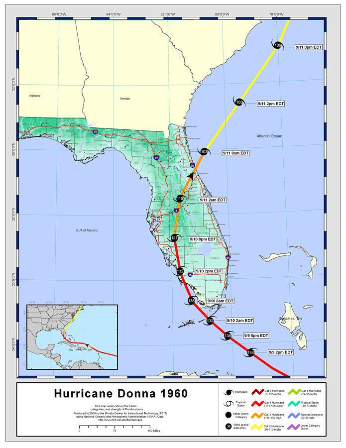Hurricane Donna Storm Tracks by Name Hurricane Donna 1960