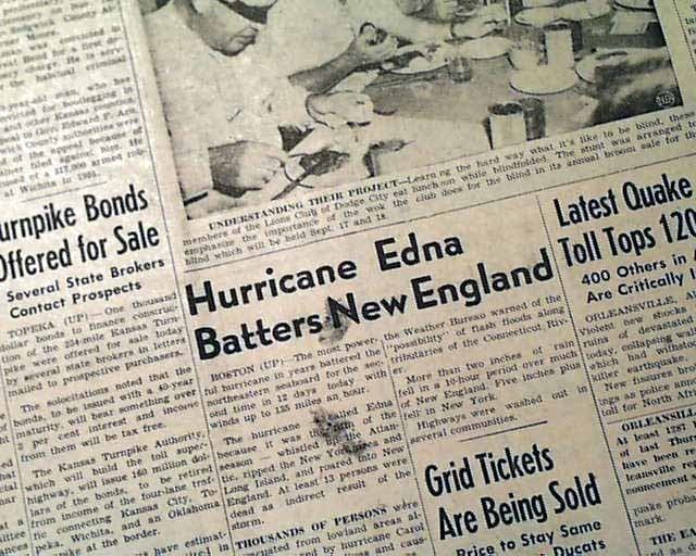 Hurricane Edna Hurricane Edna in 1954 RareNewspaperscom