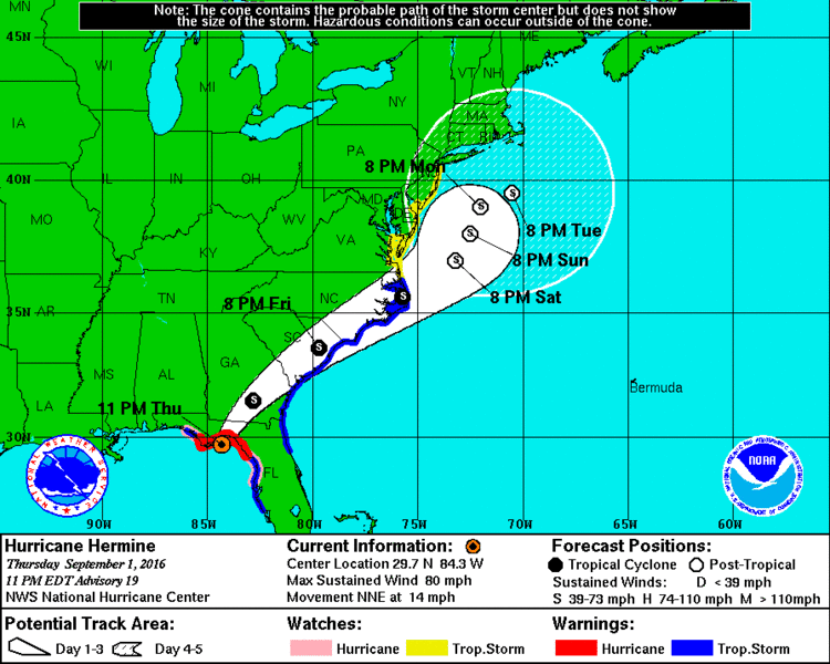 Hurricane Hermine Hermine reaches hurricane strength expected to hit Florida tonight