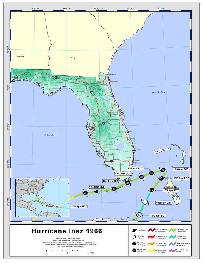 Hurricane Inez Storm Tracks by Name Hurricane Inez 1966