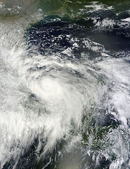 A satellite image of developing tropical storms Ingrid and Manuel.
