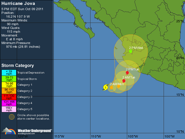 Hurricane Jova (2011) Powerful category 3 Hurricane Jova to slam into Mexico The