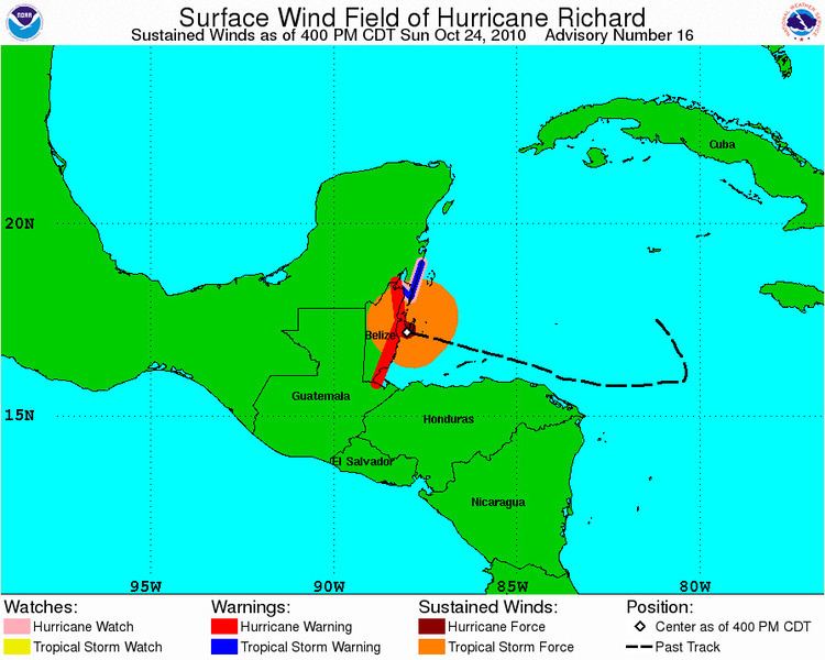 Hurricane Richard FileHurricane Richard 2010 wind swathgif Wikimedia Commons