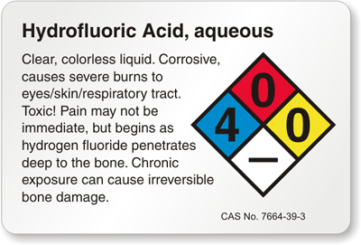Hydrofluoric acid Hydrofluoric Acid Labels
