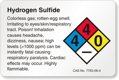 Hydrogen sulfide Hydrogen Sulfide NFPA Chemical Hazard Label SKU LB1592071