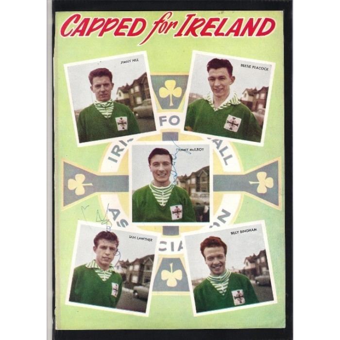 Ian Lawther Signed picture of Jimmy McIlroy and Ian Lawther the Ireland