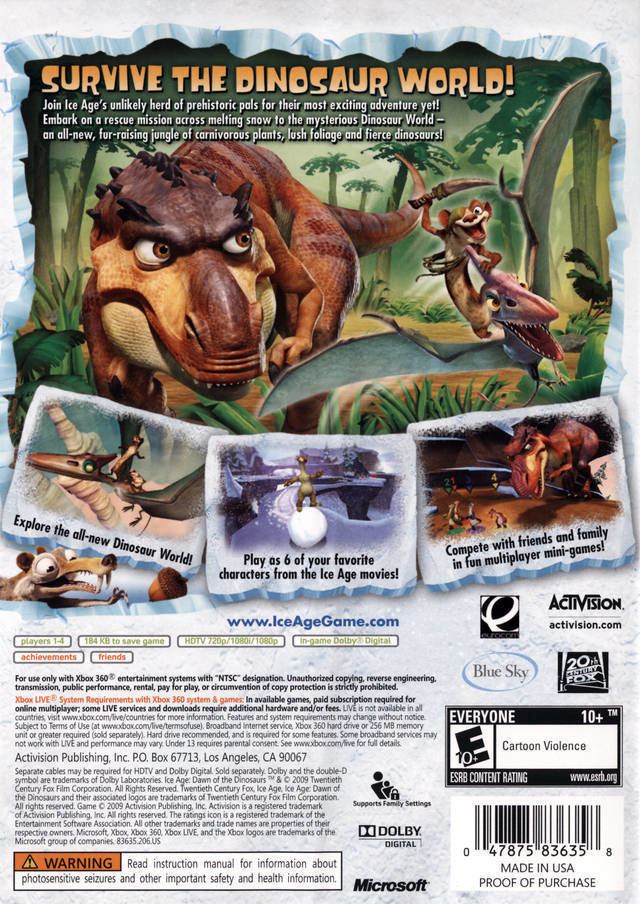 Ice Age: Dawn of the Dinosaurs (video game) Ice Age Dawn of the Dinosaurs Box Shot for Xbox 360 GameFAQs
