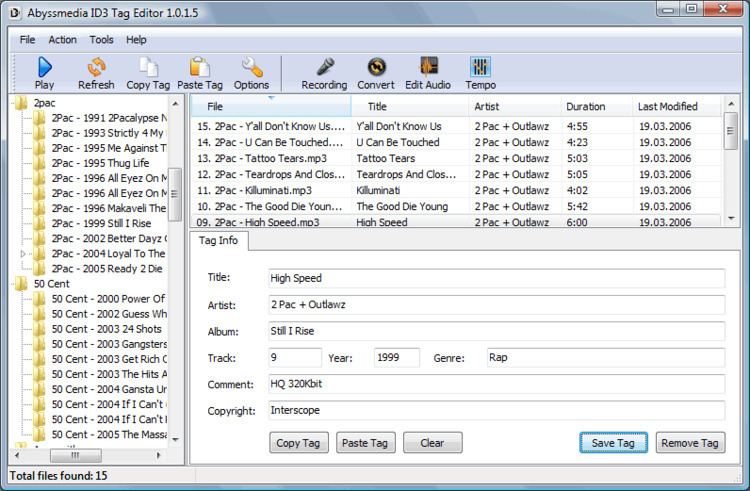 ID3 Abyssmedia ID3 Tag Editor Free tool to edit Tags in Audio files