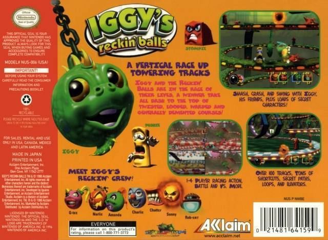 Iggy's Reckin' Balls Iggy39s Reckin39 Balls Box Shot for Nintendo 64 GameFAQs