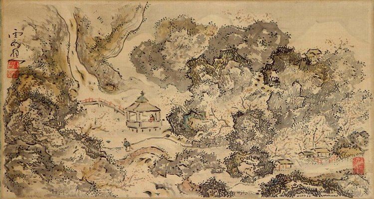 Ike no Taiga Landscape with Pavilion Hanging Scroll 1750 Ike no Taiga