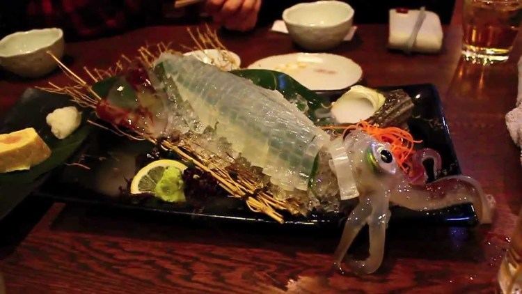 Ikizukuri EAT JAPAN Ikizukuri Squid Karashi Renkon food Russian Roulette