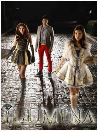 Rhian Ramos, Aljur Abrenica, and Jackie Rice wearing their costumes in the 2010 tv series, Ilumina