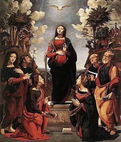 Immaculate Conception with Saints (Piero di Cosimo) httpsuploadwikimediaorgwikipediacommonsthu