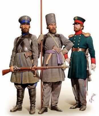 Three various uniforms of the Imperial Russian Army