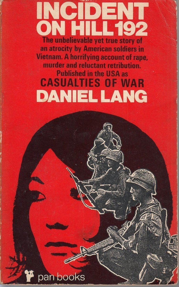 A Vietnamese woman and five American soldiers in the book cover of Incident on Hill 192 by Daniel Lang