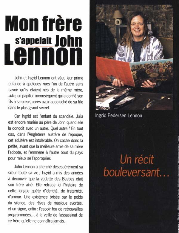 Ingrid Pedersen INGRID PEDERSEN LENNON Mon frre s39appelait John Lennon