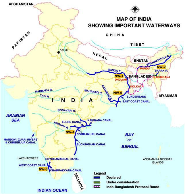 Inland waterways of India National Inland Waterways Of India Maps and Details INSIGHTS