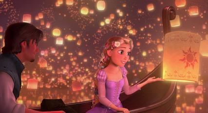 Innerstate movie scenes Screenshot from Tangled depicting Rapunzel and Flynn Rider during the I See the Light lantern sequence 