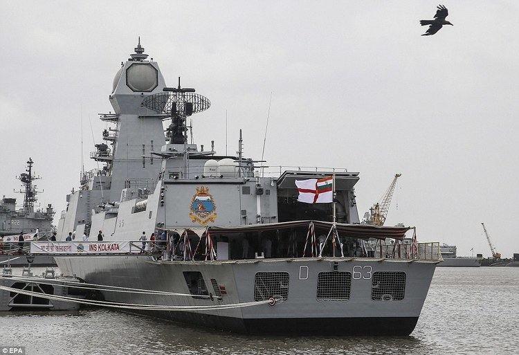 INS Kolkata India welcomes its first homebuilt warship PM Modi commissions INS