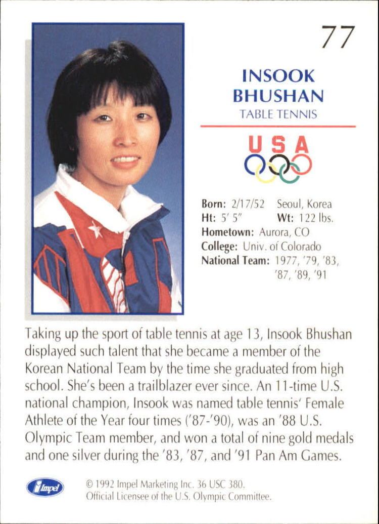 Insook Bhushan 1992 Impel US Olympic Hopefuls 77 Insook BhushanTable Tennis