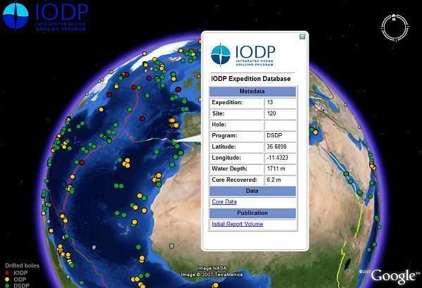 Integrated Ocean Drilling Program Scientific Ocean Drilling Database in Google Earth Google Earth Blog