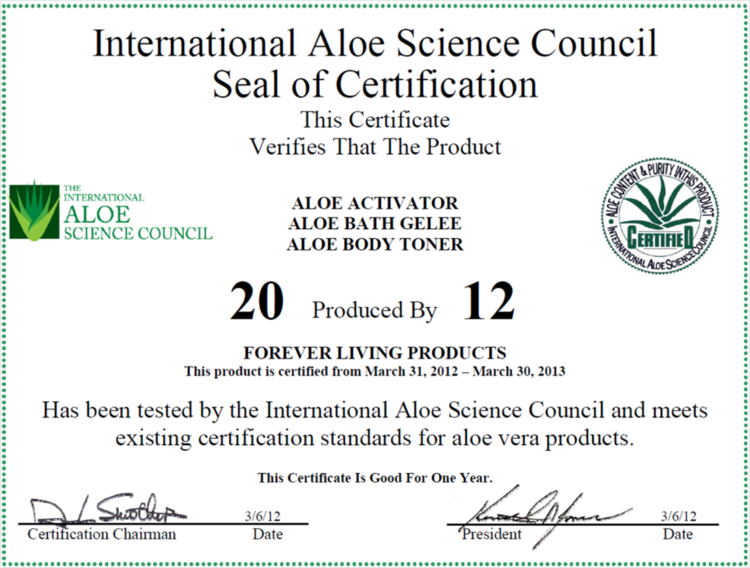 International Aloe Science Council International Aloe Science Council Forever Living Dream