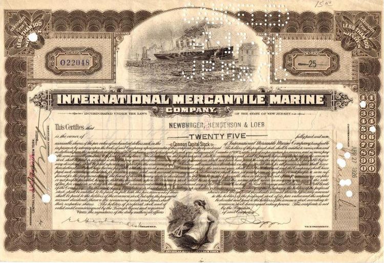 International Mercantile Marine Co. wwwatlantictransportlineusimagesIMMCcert1bigjpg