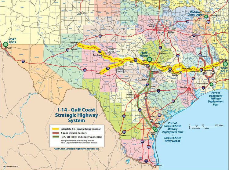 Interstate 14 US 190 to become I14 in Texas Louisiana not part of current