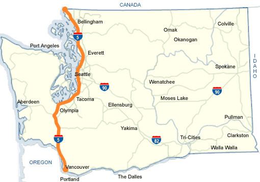 Interstate 5 WSDOT I5 Map