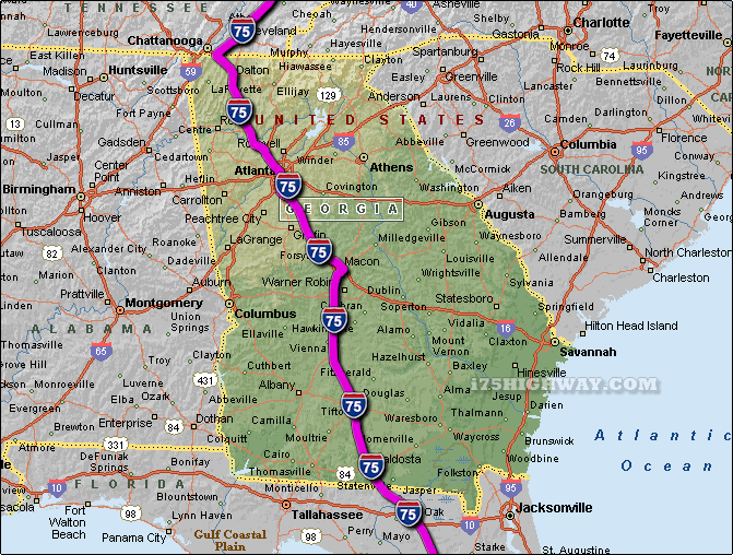Interstate 75 I75 Georgia Map