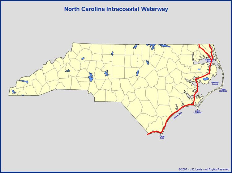 Intracoastal Waterway North Carolina Transportation amp Travel The Intracoastal Waterway Map