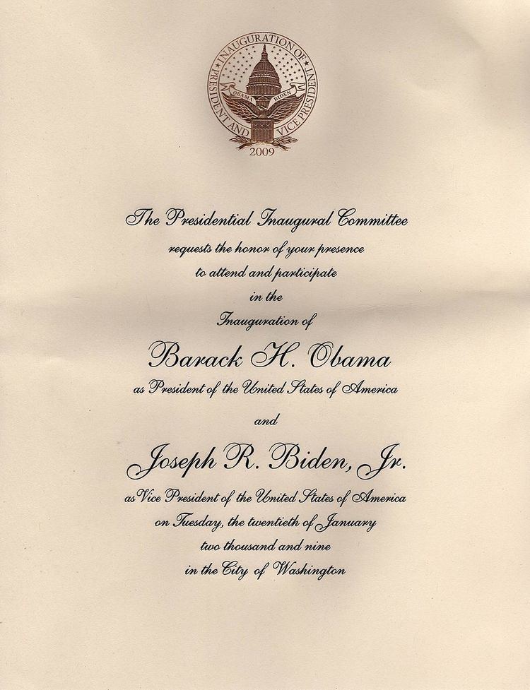 Invitations to the first inauguration of Barack Obama