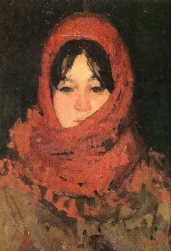 Ion Andreescu The Red Scarf Ion Andreescu WikiArtorg