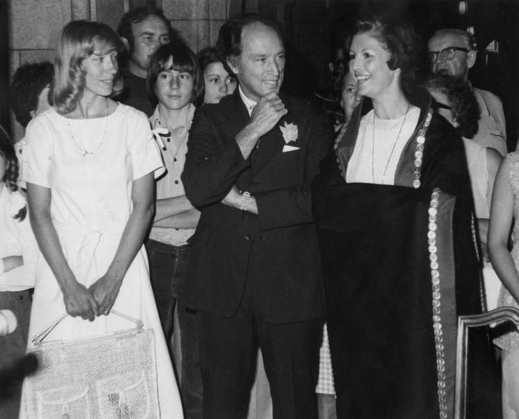Iona Campagnolo Iona Campagnolo wearing a button blanket with Pierre Trudeau and