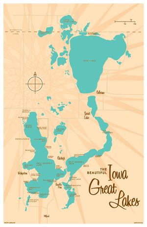 Iowa Great Lakes Iowa Great Lakes Map Print Lakebound Lake Maps