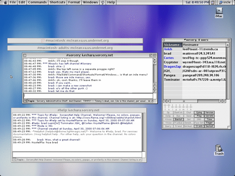 Ircle IRC Clients Apple Macintosh including OS X and the older System 9